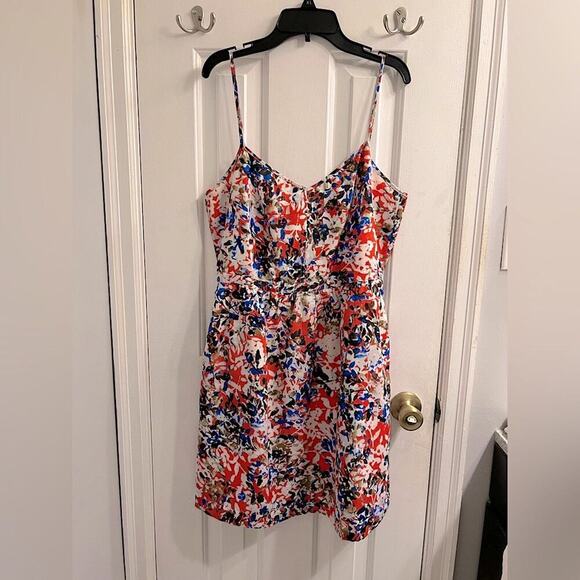 J Crew Colorful Summer Dress Sz 10 Red White Blue